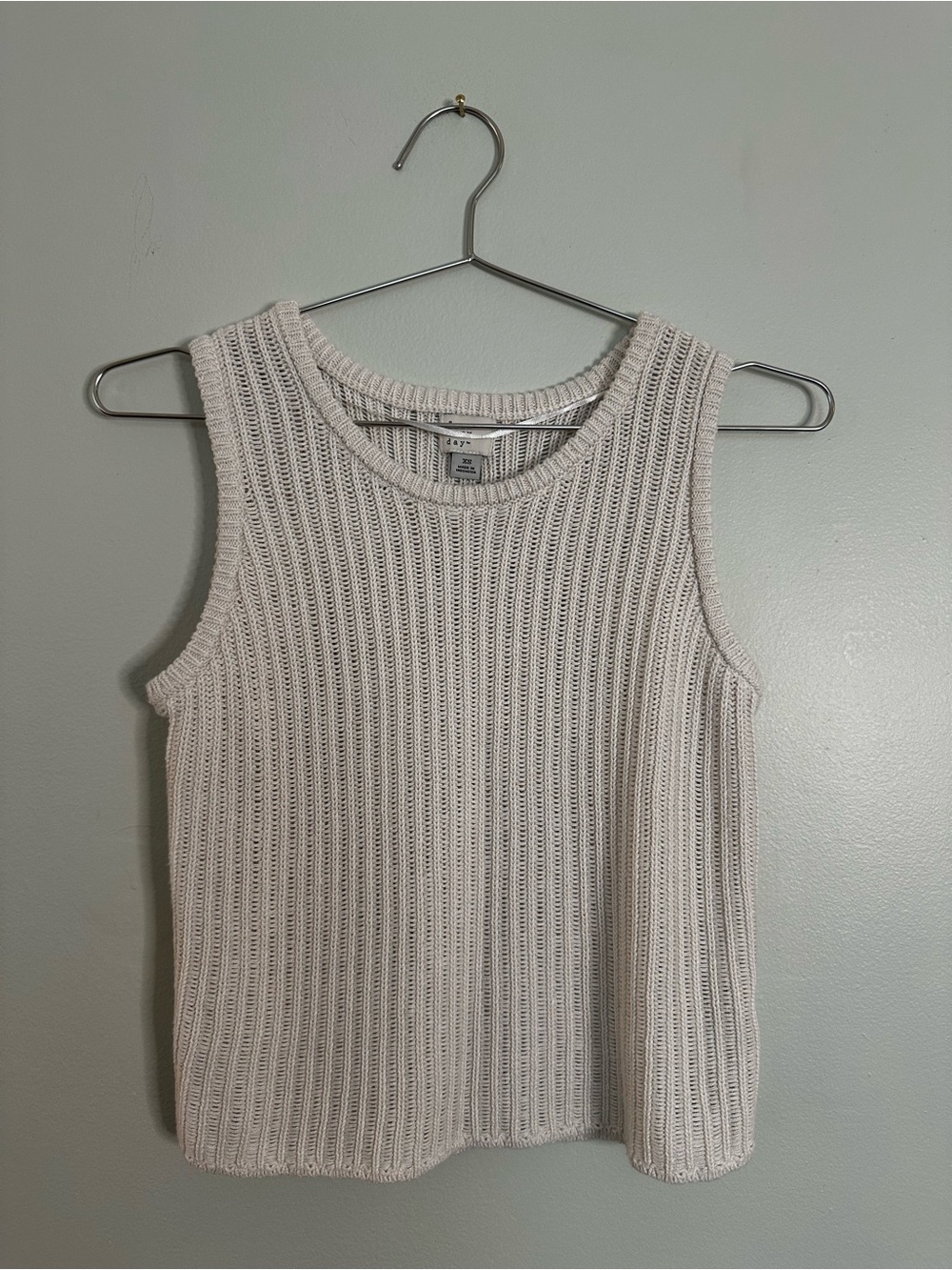 A New Day Ivory Open Knit Sweater Tank Top XS